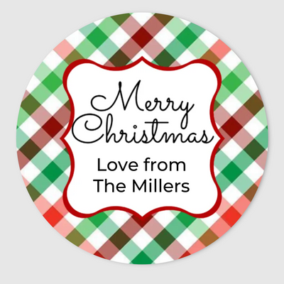 Checkered Christmas Gift Labels