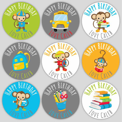 Monkey Birthday Labels image 0