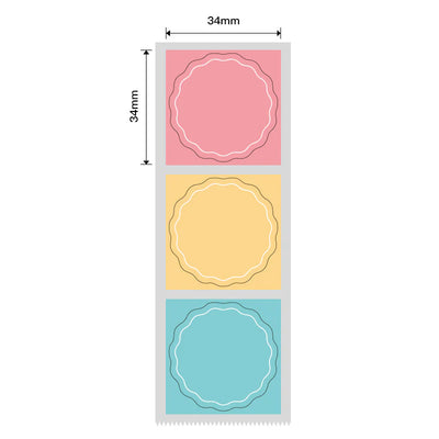 Niimbot Label Roll 34mm wavy round - pink, yellow and blue image 1
