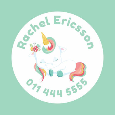 Circle Labels - 20 pack - Rose Unicorns image 0