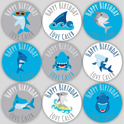 Shark Birthday Labels image 0