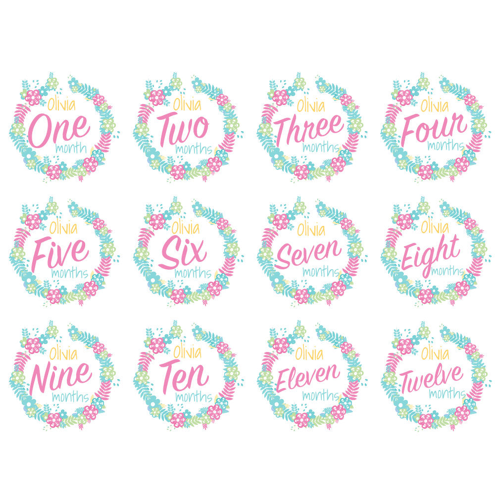 Monthly Milestone Onesies Set - Floral - White / Grey, Floral 3 image