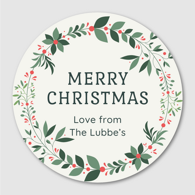 Green Wreath Christmas Gift Labels