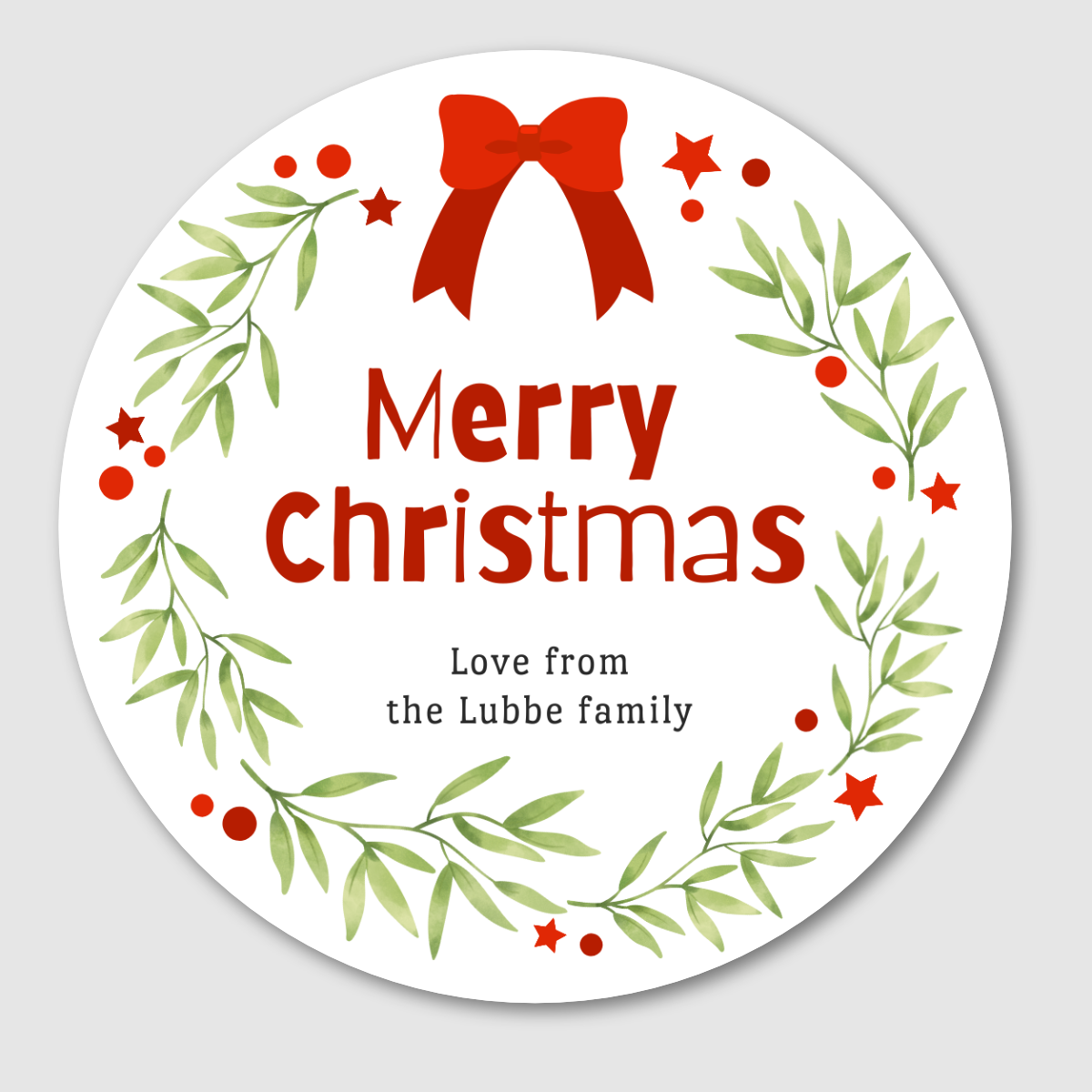 Bow Wreath Christmas Gift Labels