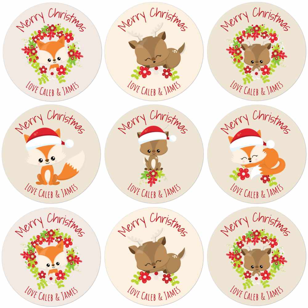 Foxes Christmas Labels