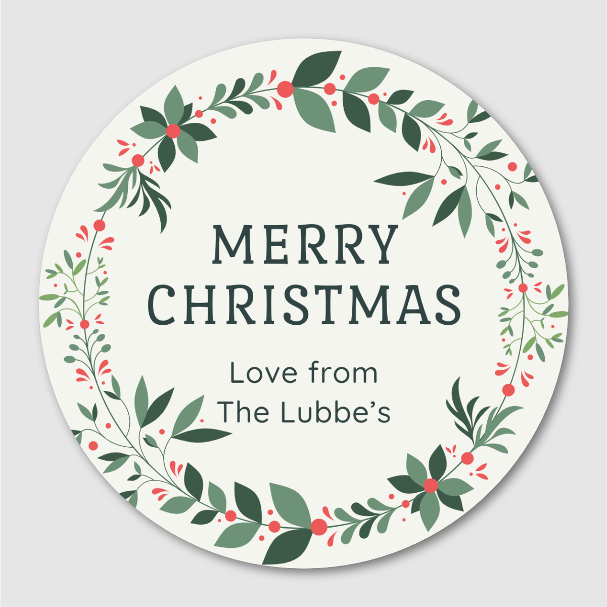 Green Wreath Christmas Gift Labels