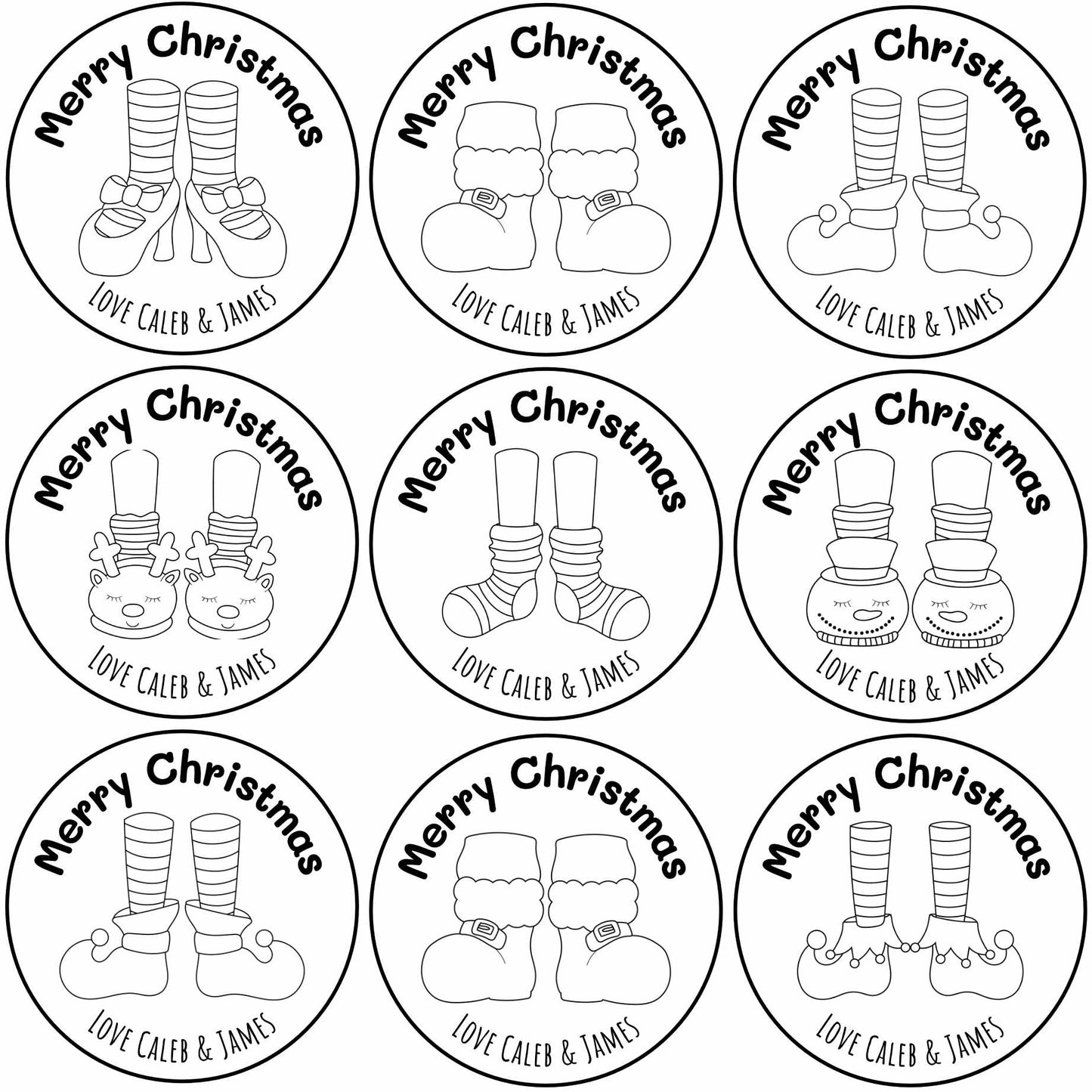 Kids Colour In Christmas Labels – Shoes