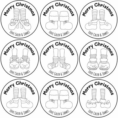 Kids Colour In Christmas Labels – Shoes
