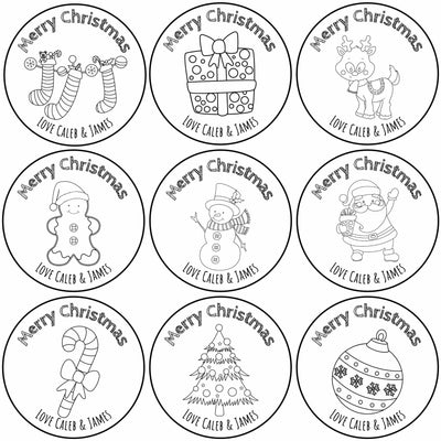 Kids Colour In Christmas Labels – Variety
