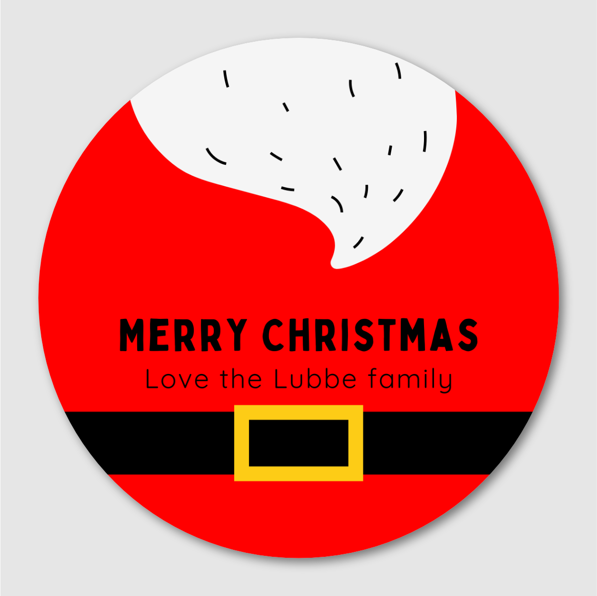 Santa Belly Christmas Gift Labels